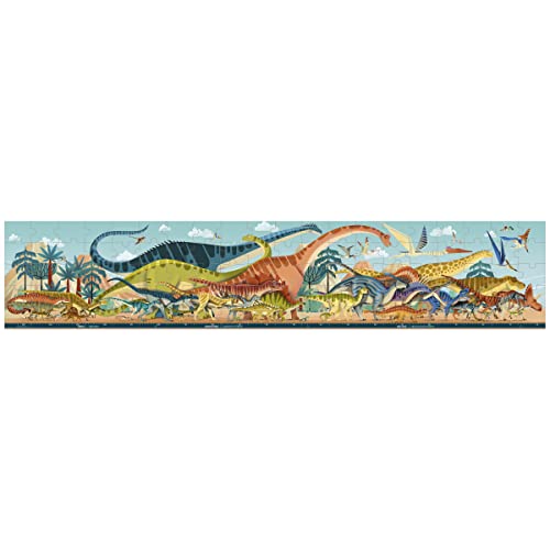 Janod Puzle Infantil Panorámico Dinosaurios 100 Piezas-1 Metro-Cartón FSC-Tinta Vegetal-Fabricado en Francia-A Partir De 6 Años, J05831, Multicolor (JURATOYS