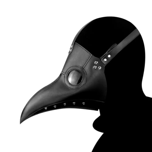JANTY Juego completo de disfraz de médico de la peste medieval, steampunk, pico de pájaro de nariz larga con bastón y lámpara para hombre, accesorio de Halloween y cosplay (negro/M)