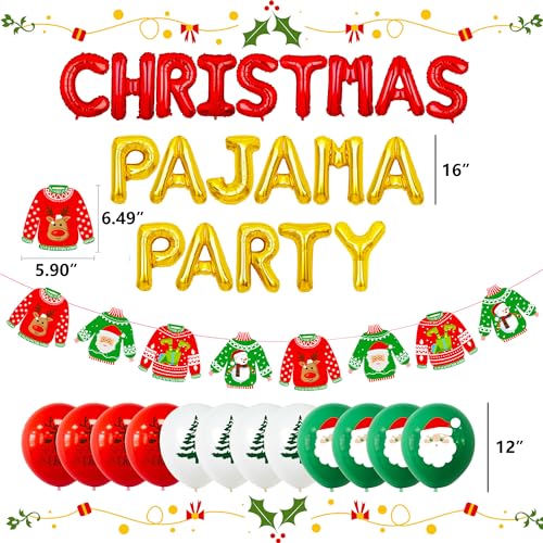 JeVenis 14 piezas de pijamas de Navidad, decoración de fiesta, pijama de Navidad, suministros de juego, decoración de fiesta, suéter feo, decoración de fiesta