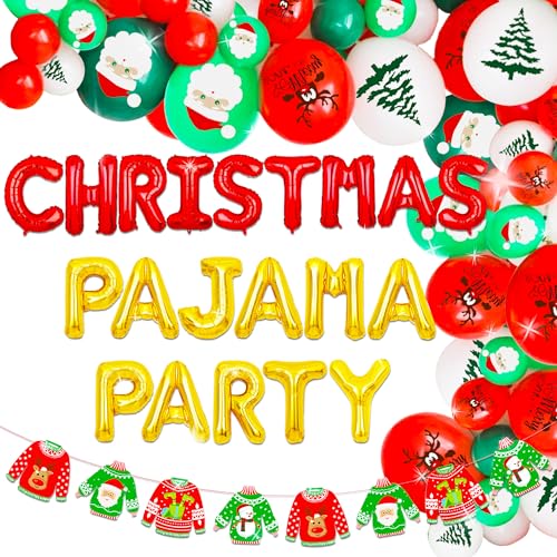 JeVenis 14 piezas de pijamas de Navidad, decoración de fiesta, pijama de Navidad, suministros de juego, decoración de fiesta, suéter feo, decoración de fiesta
