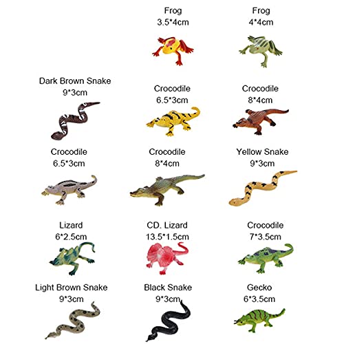 JOKFEICE Figuras de Animales 14 Piezas de Reptiles de plástico Realista Modelo de acción de Animales Proyecto de Ciencia Juguetes educativos de Aprendizaje Regalo de cumpleaños
