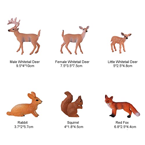 JOKFEICE Figuras de Animales, Figuras de Animales del Bosque, 6 Figuras de Animales de plástico, Proyecto de Ciencias, Aprendizaje de Juguetes educativos, Adorno de Torta para niños
