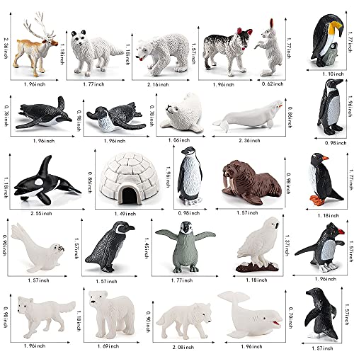Jooheli Figuras de Animales, 26 Piezas Animales Polares, Animales de Juguete En Miniatura, Figuras de Animales Polares, Juego de Juguete Ártico, Figuras de Animales Realistas, Decoración de Fiesta