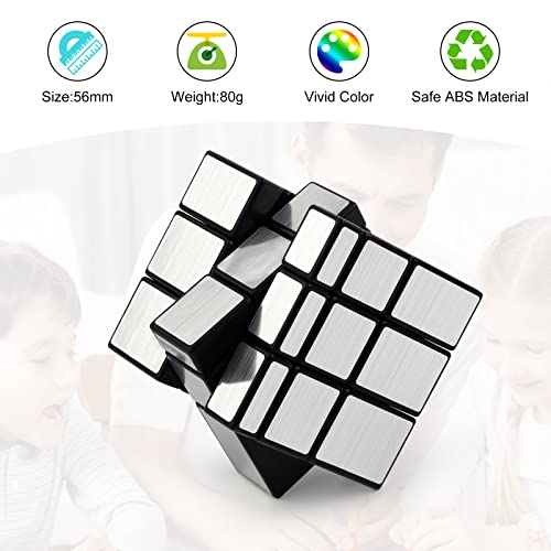 JOPHEK Mirror Cubo Espejo, 3x3 Speed Cube 3x3x3 Cubo Magico 3D Juguete del Rompecabezas Cubo de Velocidad para Niños y Adultos (Plata)