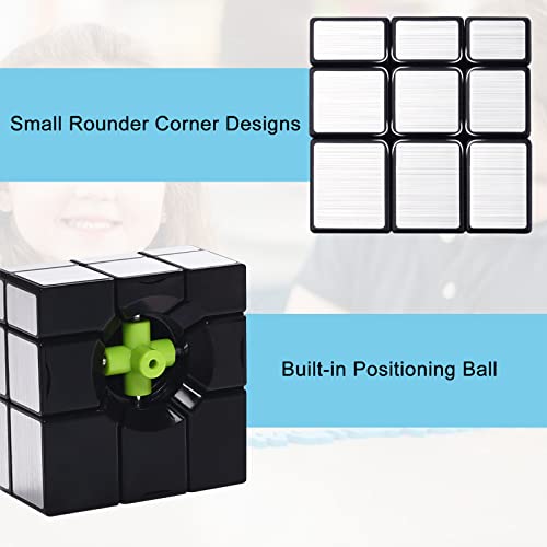 JOPHEK Mirror Cubo Espejo, 3x3 Speed Cube 3x3x3 Cubo Magico 3D Juguete del Rompecabezas Cubo de Velocidad para Niños y Adultos (Plata)