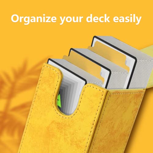 JoyHood Deck Box Compatible con Cartas PTCG, Incluye 2 Card Dividers por Deck Holder Case, Caja Cartas Se Adapta an hasta 110 TCG Tarjeta - PIKA (Amarillo-Vertical)