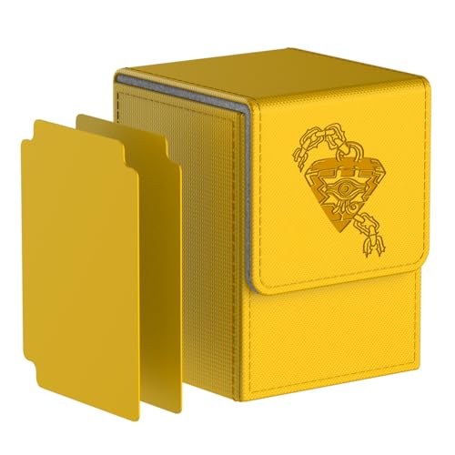 JoyHood Deck Box Compatible con Cartas YGO, Incluye 2 Card Dividers por Deck Holder Case, Caja Cartas Se Adapta an hasta 110 TCG Tarjeta - Gear-Amarillo