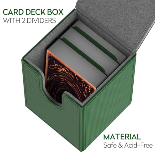 JoyHood Deck Box Compatible con Cartas YGO, Incluye 2 Card Dividers por Deck Holder Case, Caja Cartas Se Adapta an hasta 110 TCG Tarjeta - Greed-Verde