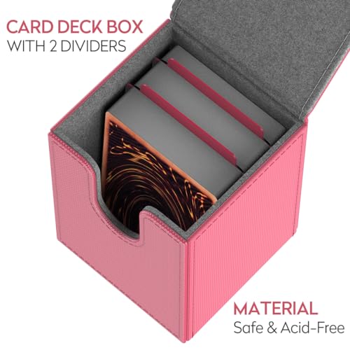 JoyHood Deck Box Compatible con Cartas YGO, Incluye 2 Card Dividers por Deck Holder Case, Caja Cartas Se Adapta an hasta 110 TCG Tarjeta - MGirl-Rosa
