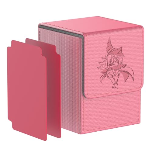 JoyHood Deck Box Compatible con Cartas YGO, Incluye 2 Card Dividers por Deck Holder Case, Caja Cartas Se Adapta an hasta 110 TCG Tarjeta - MGirl-Rosa