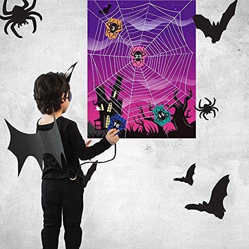 JOYIN 2 Piezas Grandes de Halloween Pin The Eyeball on Zombie y Pin The Spiders on The Web Party Games en 2 diseños Reutilizables para niños Suministros de Fiesta de Halloween