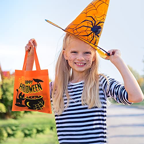 JOYIN 32 bolsas no tejidas de colores para los niños, 6 diseños de bolsas de truco o trato para la fiesta de Halloween, bolsas de caramelos reutilizables, bolsas de golosinas de Halloween