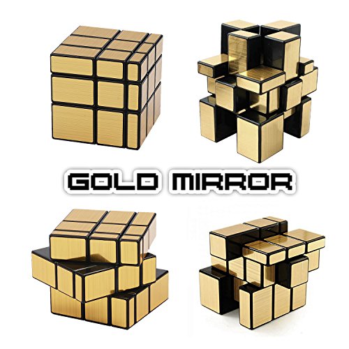 JoyTown - Juego de cubos de velocidad (2 megaminx Speedcubing, cubo de espejo dorado, con soportes y destornillador, color negro