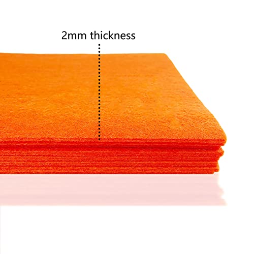 Jtnohx Fieltro Rígido, Hojas de Fieltro para Artesanía de 2mm, Cuadrados de Tela de Fieltro de 20x30cm para Proyectos de Costura (Naranja)