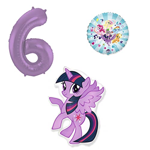 Juego de 3 globos Twilight Sparkel my little Pony – globos numéricos púrpuras – globos Happy Birthday – apto para helio