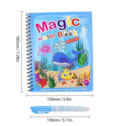 Juego de 4 libros para colorear con agua mágica - Libros para colorear con agua reutilizables con efecto de color y magia - ¡Para una diversión sin límites con los libros para colorear Water Wow!