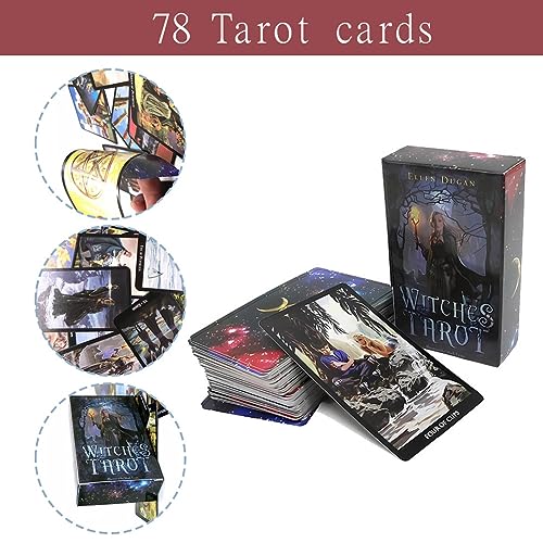 Juego de 78 cartas de tarot de brujas, tablero de mazo, juego de adivinación futura, edición en inglés, brujas para principiantes, juego de cartas de tarot de brujas