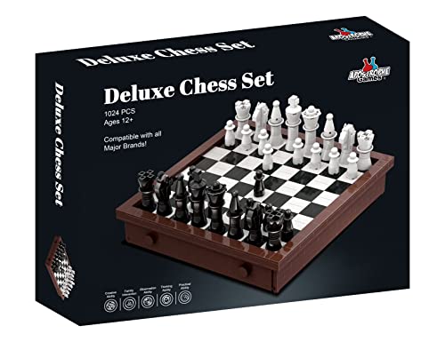 Juego de ajedrez de lujo para bloques de construcción, 1024 piezas, construye tus propias piezas de ajedrez y tablero, compatible con todos los principales bloques de construcción