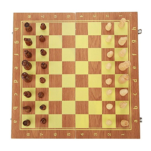 Juego de ajedrez, Tablero de ajedrez magnético del Viaje de Madera de la Calidad portátil del tamaño 2 Que se pliega para el Juego de ajedrez al Aire Libre de la Familia