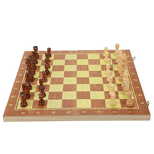 Juego de ajedrez, Tablero de ajedrez magnético del Viaje de Madera de la Calidad portátil del tamaño 2 Que se pliega para el Juego de ajedrez al Aire Libre de la Familia