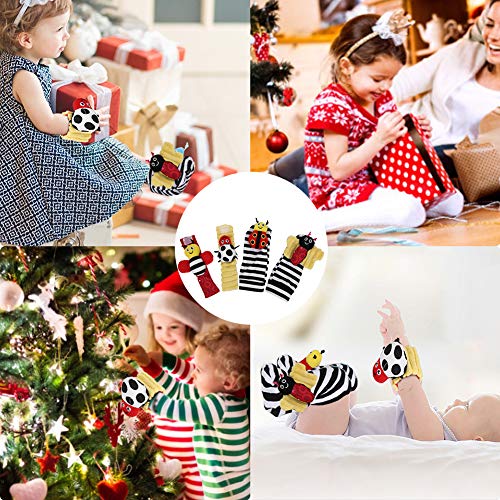 Juego de calcetines con buscador de pies y muñeca para bebé, calcetín para colgar juguete de animales juguetes para bebés cumpleaños vacaciones regalo de nacimiento para recién nacidos niños(Sonajas)