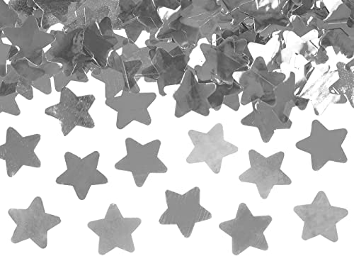 Juego de cañón de confeti para fiestas de boda, cumpleaños, compromiso, diseño de estrellas plateadas, 40 cm