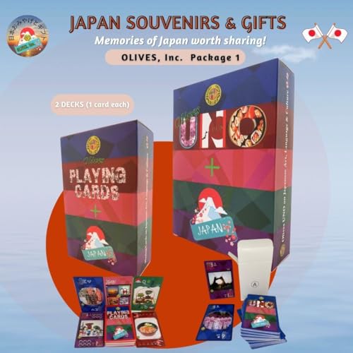 Juego de cartas de aceitunas+Japón y aceitunas UNO+Japón Set (2 barajas: 54+108 hermosas cartas todas diferentes) Característica Arte Japonés Cultura Lenguaje Popular OIJ Souvenir