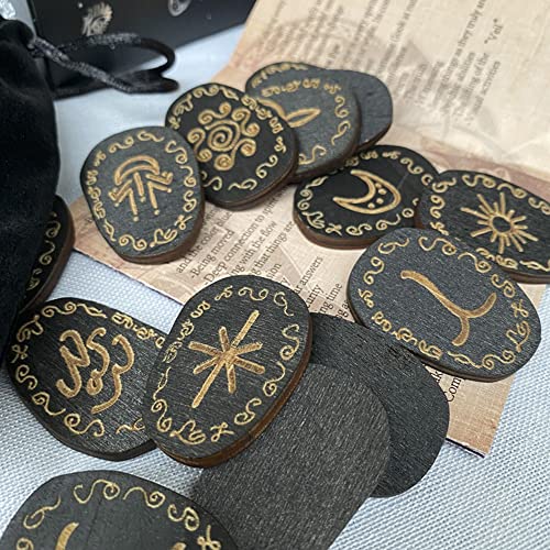 Juego de cartas de tarot con piedras de runas de 14 piezas nórdicas hechas a mano, juego de cartas de meditación, adivinación, estrellas grabadas