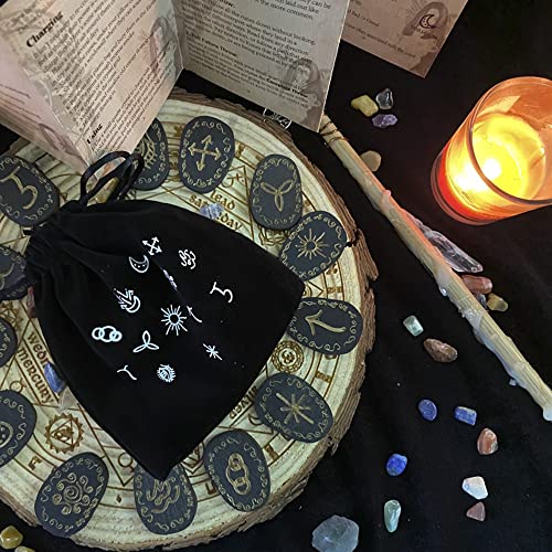 Juego de cartas de tarot con piedras de runas de 14 piezas nórdicas hechas a mano, juego de cartas de meditación, adivinación, estrellas grabadas