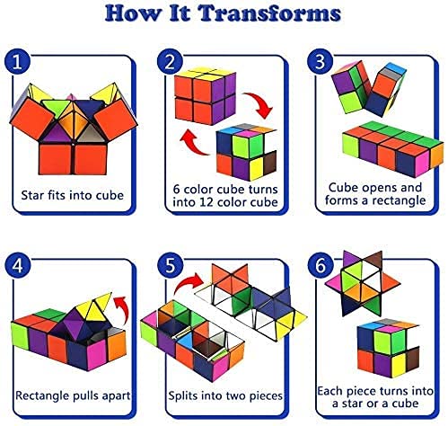 Juego de Cubos mágicos 2 en 1, Multicolor para aliviar el estrés y la ansiedad, 3D Puzzle Magic Star Cube para Adultos y niños