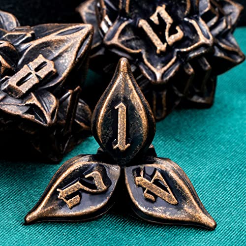 Juego de dados DND de metal ARUOHHA Dungeons and Dragons Dice con caja de regalo, D y D Dados poliédricos grandes para Warhammer RPG Sharp Edge Dice Juego de 7 dados D&D D20 D12 D10 D8 D6 D4