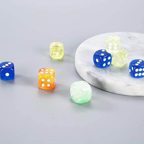 Juego de Dados Multicolor Translúcidos de 6 Lados (6 Unidades) Dados Colores para Juegos de Mesa 6 Caras Transparentes Parchis