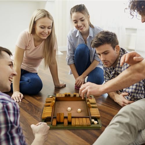 Juego de dados Shut The Box - Juegos de dados de madera - Juegos de mesa, 2-4 jugadores, mejora las habilidades matemáticas y de toma de decisiones para aprender más, proporcionando entretenimiento
