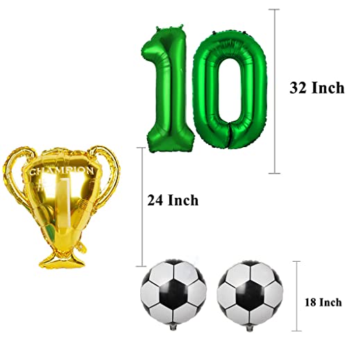 Juego de decoración de 10 cumpleaños XXL con 10 globos de fútbol, decoración para 10 cumpleaños para niños, globos de fútbol Championship, globos de 10 años, globos de fútbol para fiesta de fútbol