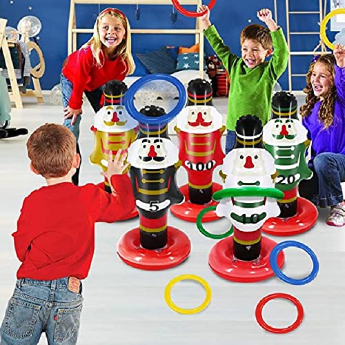 Juego de juego de Lanzamiento de Fiesta de Navidad,Cascanueces de Navidad Anillo Lanzamiento de Navidad Juegos con 4 Anillos para Juegos de Navidad de La Familia de Los Niños