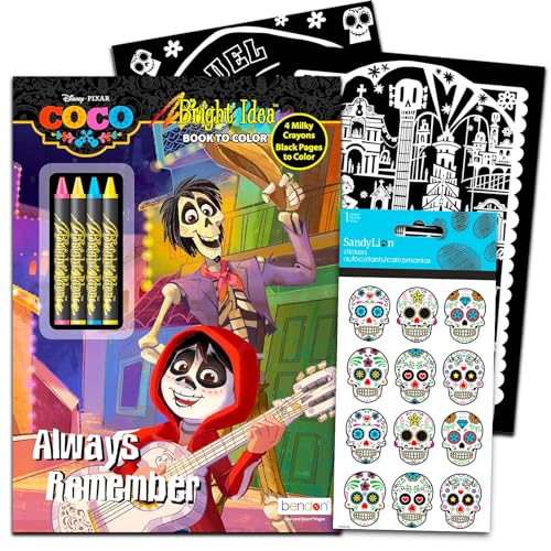 Juego de libros para colorear y actividades Coco - Paquete de libros para colorear de coco con rompecabezas, juegos y páginas para colorear más crayones, más libro para colorear Disney Coco