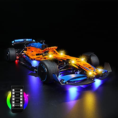 Juego de luces LED para Lego McLaren F1, juego de iluminación LED para Lego 42141 McLaren Fórmula 1 coche de carreras – solo juego de luces, no modelo Lego (versión de mando a distancia)