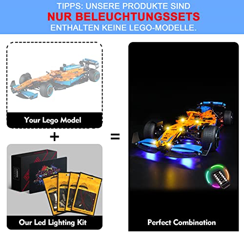 Juego de luces LED para Lego McLaren F1, juego de iluminación LED para Lego 42141 McLaren Fórmula 1 coche de carreras – solo juego de luces, no modelo Lego (versión de mando a distancia)