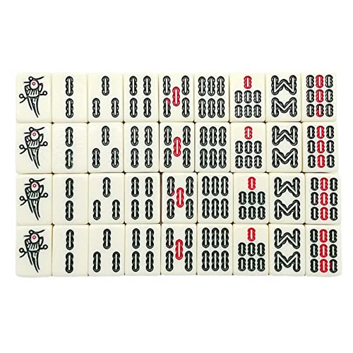 Juego de Mahjong, juego de Mahjong chino con estuche de viaje, juego de Mahjong de 144 fichas portátil, Mini Mahjong, 1.5 '' grande 144+2 fichas con números arábigos, 2 dados y un indicador de viento