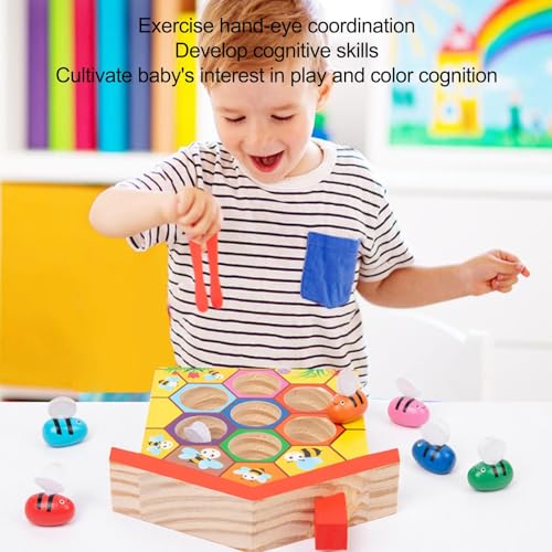 Juego de Mesa Colmena de Abejas - Rompecabezas de clasificación de Colores de Madera Juguete Montessori | Rompecabezas de Colores de interacción Entre Padres e Hijos, Regalo Educativo Ranley