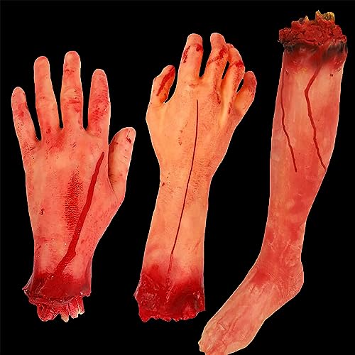 Juego de pies con manos separadas para Halloween, partes del cuerpo Bloody Dead, 3 unidades (1 pies y 2 manos)