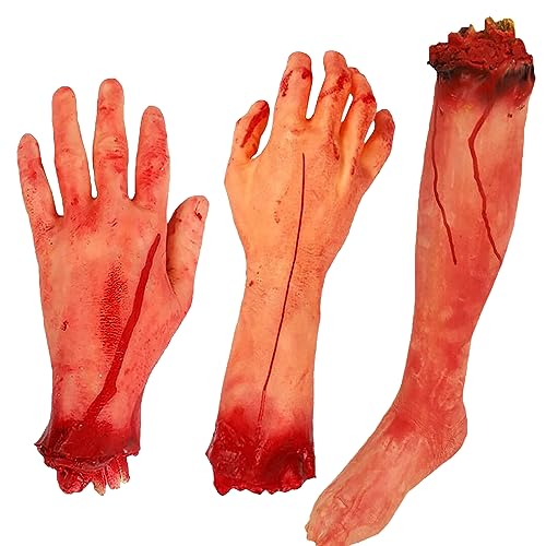 Juego de pies con manos separadas para Halloween, partes del cuerpo Bloody Dead, 3 unidades (1 pies y 2 manos)