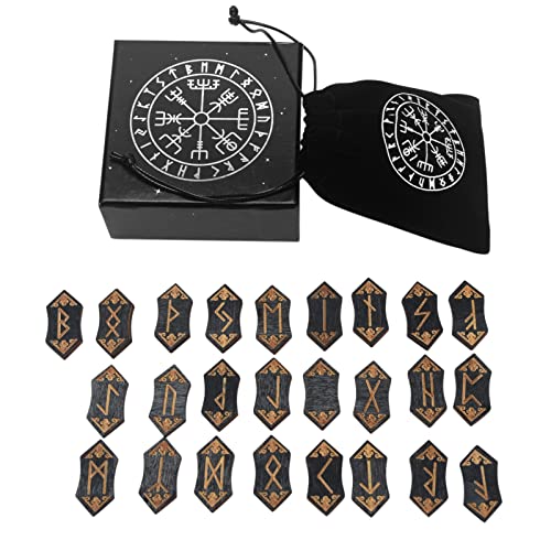Juego de tarjetas de tarot de runas de madera nórdicas hechas a mano (25 piezas), como estrella de adivinación