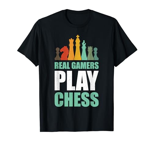 Jugador de ajedrez Real Gamers Play Chess Retro Gift Chess Camiseta