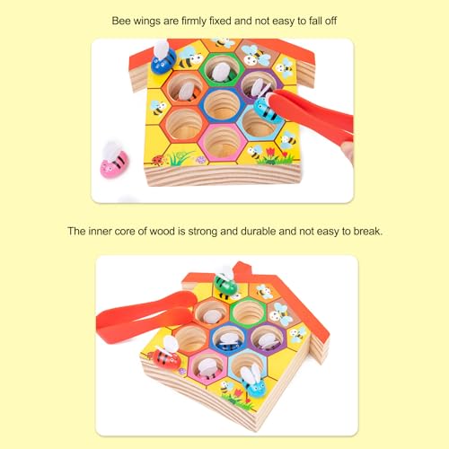 Juguete de clasificación de colores de colmena de abejas | Rompecabezas de clasificación de colores de madera de juguete Montessori | Rompecabezas de colores de interacción entre padres e hijos, Hmltd