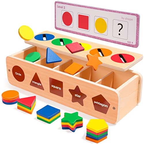 Juguete de clasificación Montessori Juguetes de Madera de Actividades para 1 2 3 años, 25 Piezas Bloque de clasificación Regalo Educativo Clasificador de Formas para niños (Caja)