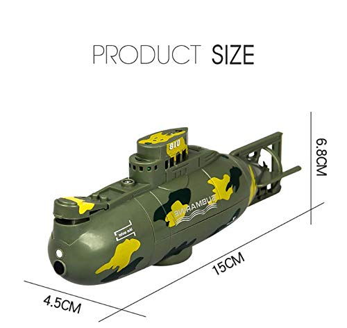 Juguete Submarino, Mini Simulación Control Remoto Militar Submarino de 6 Canales para Ninos Mayores de 8 Anos(Verde)