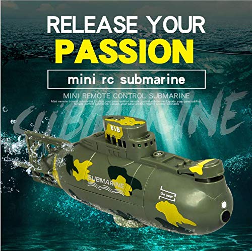 Juguete Submarino, Mini Simulación Control Remoto Militar Submarino de 6 Canales para Ninos Mayores de 8 Anos(Verde)