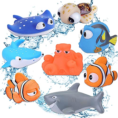 Juguetes de Buscando a Nemo – 8 piezas Buscando a Dory Nemo Juguetes de baño para bebé Flotante Squirt Juguete de baño para bebés niños pequeños ducha y bañera de natación