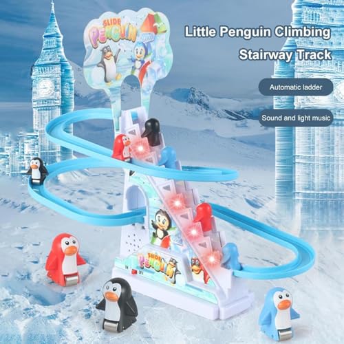 Juguetes eléctricos para Subir escaleras de pingüino - Juguete de Pista de montaña Rusa de Animales con tobogán | Juego de montaña Rusa juguetón de Animales, Regalo de cumpleaños de Navidad, Neamou
